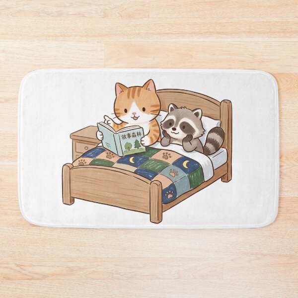Item preview, Bedtime Storybook - Cute Cat and Raccoon Friends designed and sold by TaiwanMemory.