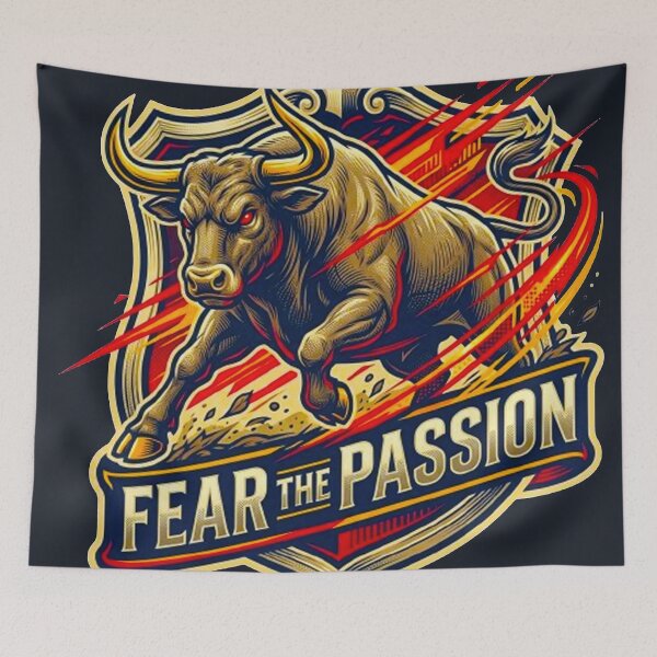 Item preview, Fear The Passion Angry Charging Bull Mascot World Cup Sports designed and sold by MT-Hub | Cute Aesthetic Art, Stickers & Phone Cases.