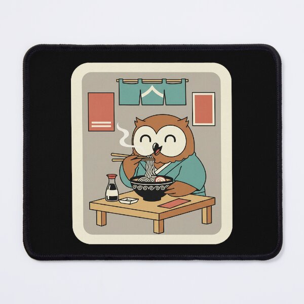 Item preview, Cozy Ramen Owl Enjoying a Quiet Noodle Night designed and sold by JordynLadukeg65.
