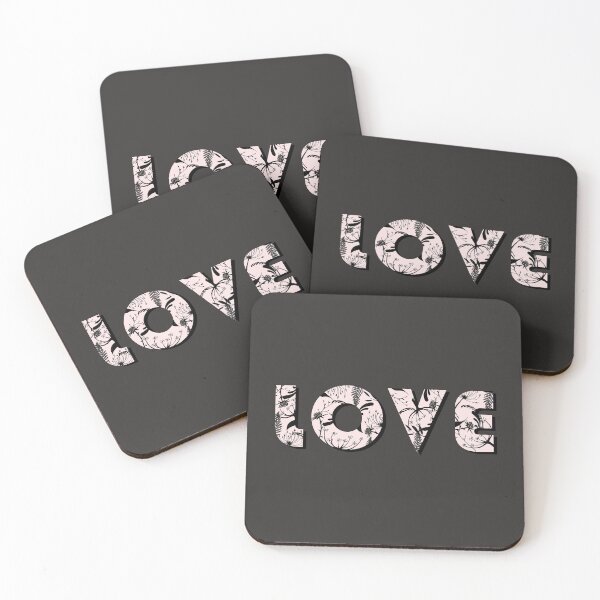 Item preview, Floral Love Typographic Block Botanical Pink Art designed and sold by K Design Store.