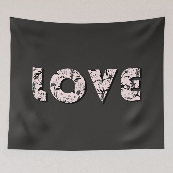 Item preview, Floral Love Typographic Block Botanical Pink Art designed and sold by K Design Store.