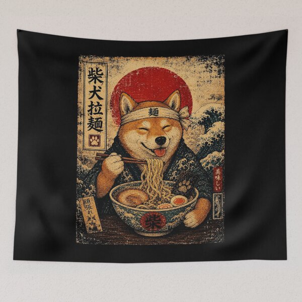 Item preview, Vintage Shiba Inu Ramen Dinner With Retro Japanese Wave designed and sold by ferminhays.