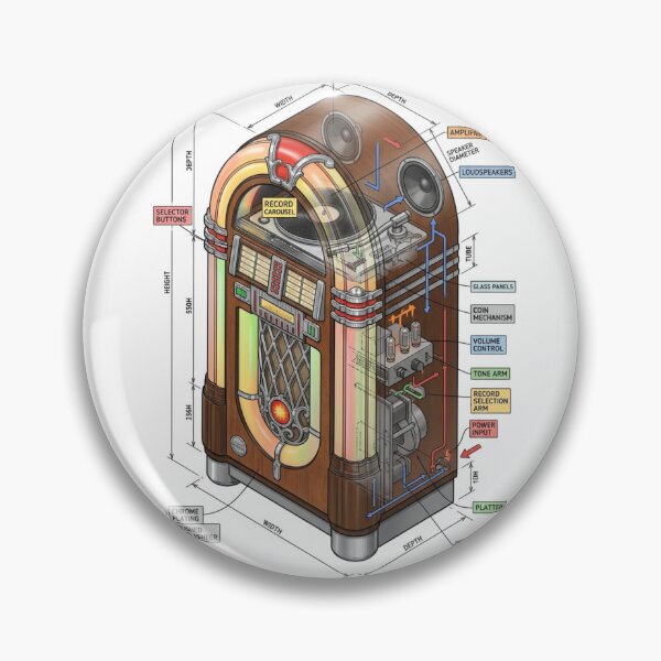 Item preview, Jukebox - Isometric Technical Engineering Drawing designed and sold by Rhu Creations.