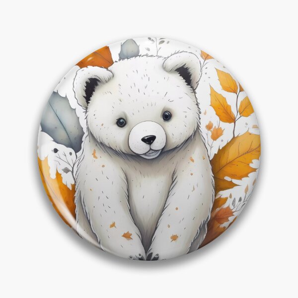Item preview, Cute Kawaii Polar Bear Cub Autumn Leaf Illustration designed and sold by YogiCodeLab.
