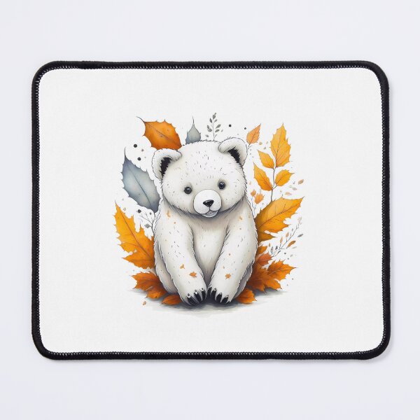 Item preview, Cute Kawaii Polar Bear Cub Autumn Leaf Illustration designed and sold by YogiCodeLab.