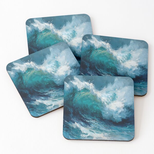 Item preview, Abstract Ocean Wave Painting | Turquoise Sea Energy | Coastal Acrylic Art designed and sold by cr6zym1nd.