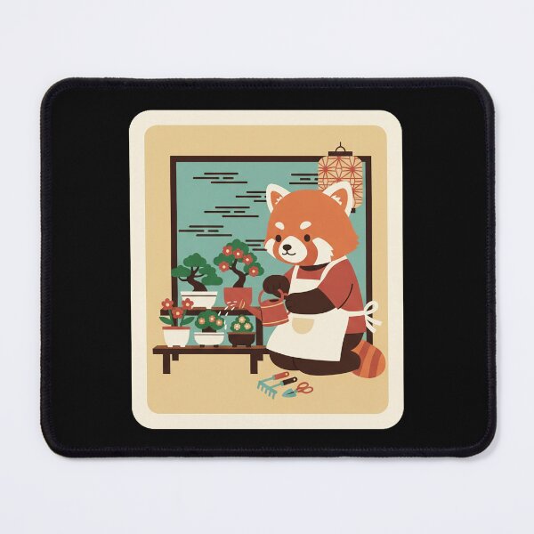 Item preview, Cute Red Panda Gardener Tending Bonsai Plants in Cozy Room designed and sold by JordynLadukeg65.