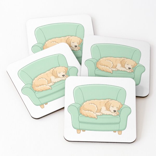 Item preview, Cozy Sleeping Golden Retriever Cute Dog on Green Armchair designed and sold by Paws And Pause.