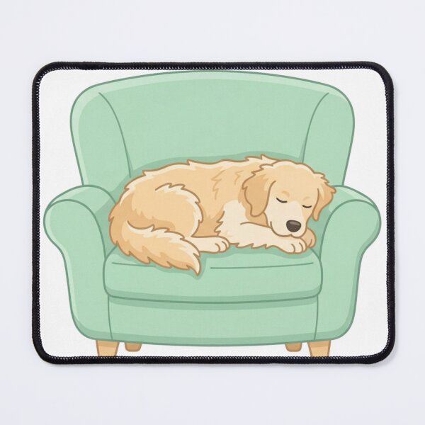 Item preview, Cozy Sleeping Golden Retriever Cute Dog on Green Armchair designed and sold by Paws And Pause.