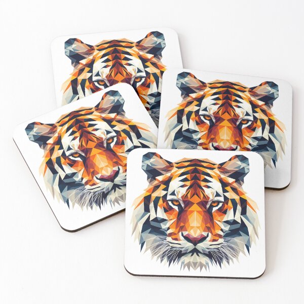 Item preview, Low Poly Tiger Head Front View designed and sold by ekoprasetioart.