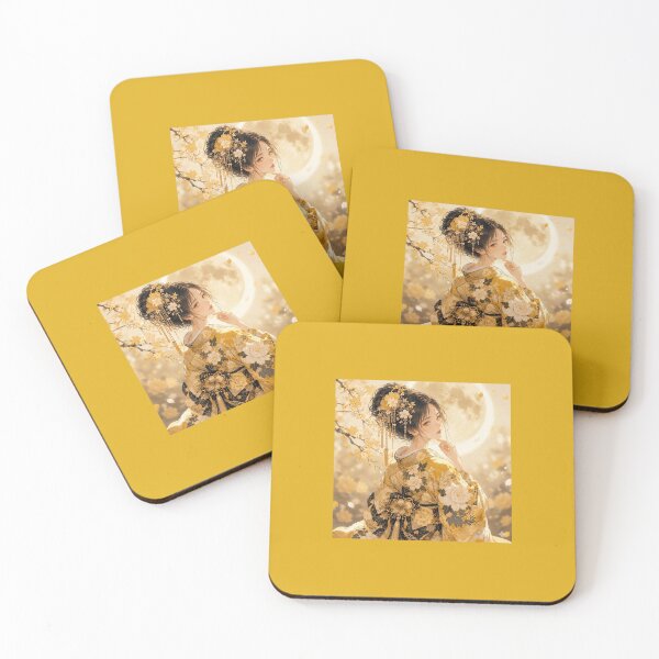 Item preview, Yellow kimono lady in autumn designed and sold by Japanese Vibes.