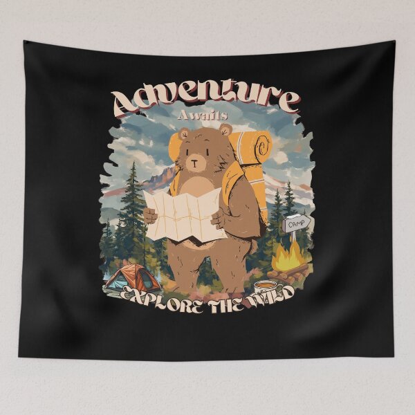 Item preview, Adventure Awaits Bear Camping Explore The Wild designed and sold by namasteindia1.