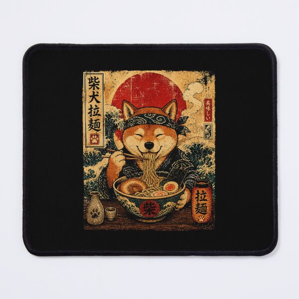 Item preview, Vintage Shiba Inu Enjoying Ramen Japanese Woodblock Style designed and sold by ferminhays.
