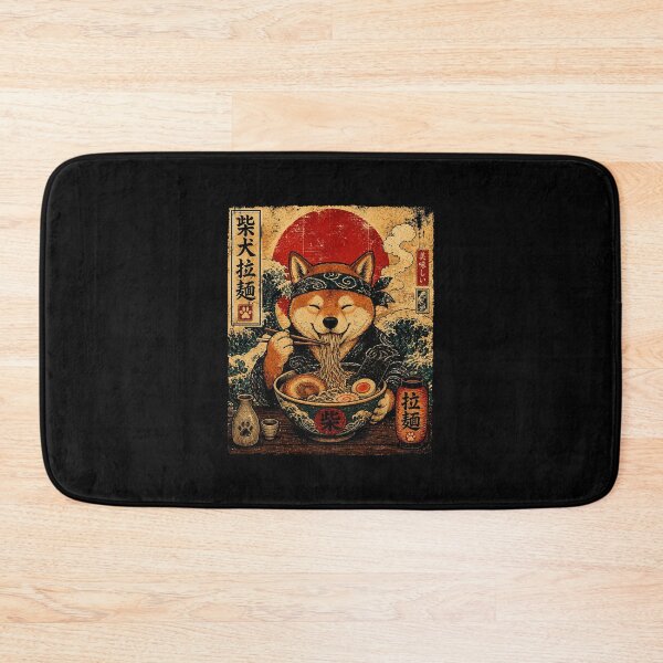 Item preview, Vintage Shiba Inu Enjoying Ramen Japanese Woodblock Style designed and sold by ferminhays.
