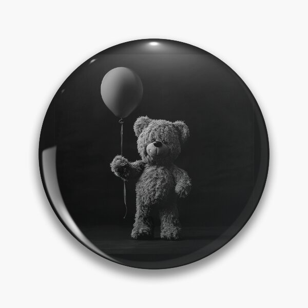 Item preview, Black and White Teddy Bear with Balloon Art designed and sold by inkoutninja.