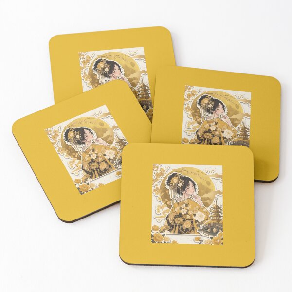 Item preview, Yellow kimono lady - kawaii version designed and sold by Japanese Vibes.