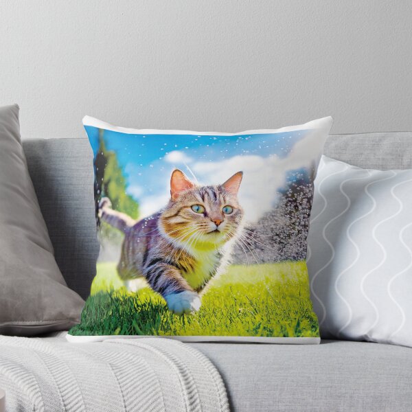 Item preview, Playful Cat Running Through Summer Water designed and sold by OsakaYumeWorks.