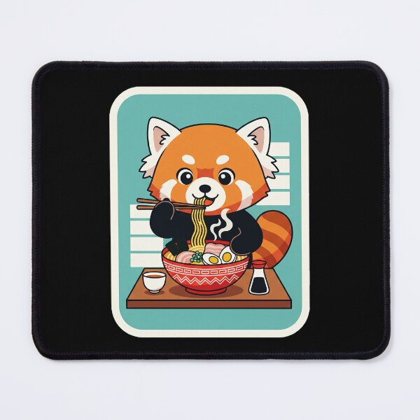 Item preview, Cute Red Panda Eating Ramen in a Cozy Kawaii Noodle Shop Scene designed and sold by JordynLadukeg65.