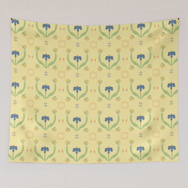 Item preview, Yellow Folk Floral Tile Pattern — Blue Lemon Studio Original Illustration designed and sold by BluelemonStudio.