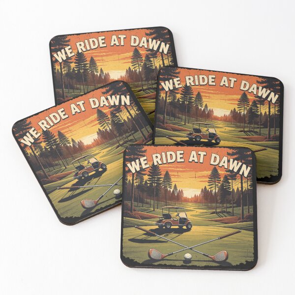 Item preview, We Ride at Dawn Golf Cart Vintage Retro Sunset Golf designed and sold by CF_VintageDesign.