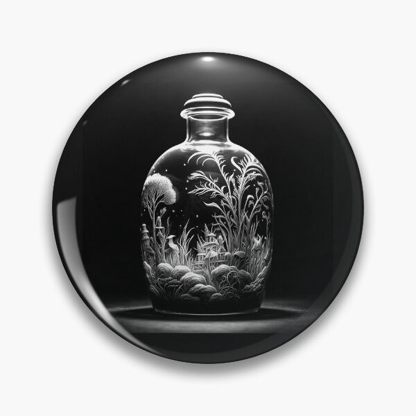 Item preview, Black and White Enchanted World in a Bottle Art designed and sold by inkoutninja.