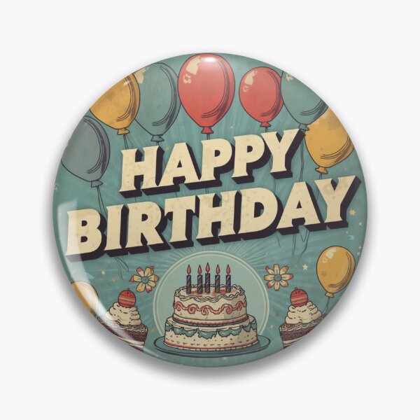 Item preview, Vintage Happy Birthday Retro Cake and Balloons designed and sold by Macias123.