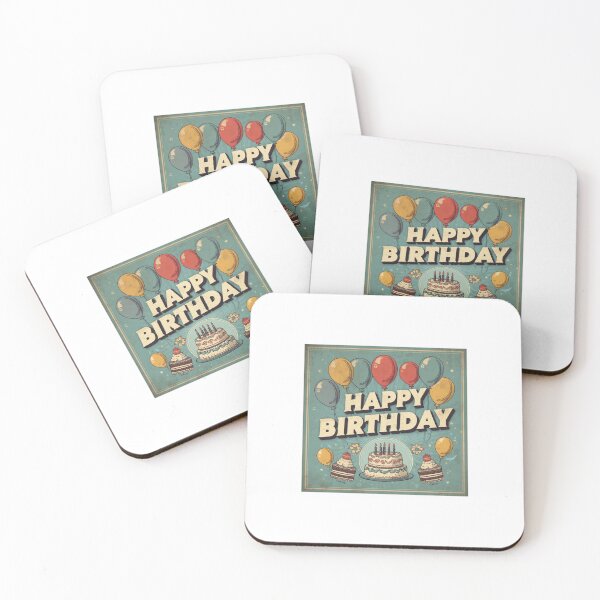 Item preview, Vintage Happy Birthday Retro Cake and Balloons designed and sold by Macias123.