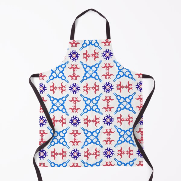 Item preview, Retro Symmetrical Blue Red Flower Ornament designed and sold by Nicha Studio.
