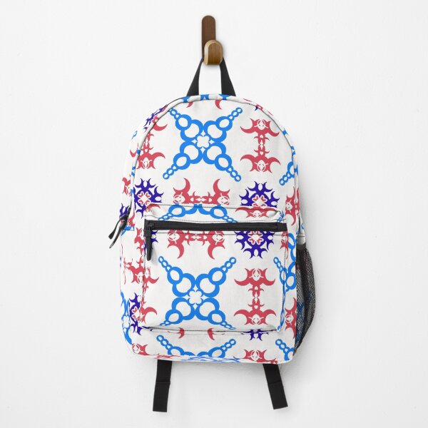 Item preview, Retro Symmetrical Blue Red Flower Ornament designed and sold by Nicha Studio.