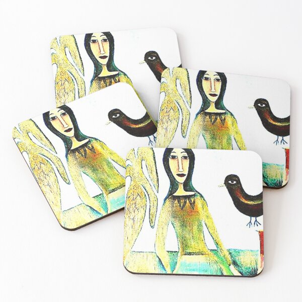 Item preview, Figure with Blackbird (Square) designed and sold by Kerryn Levy Art.