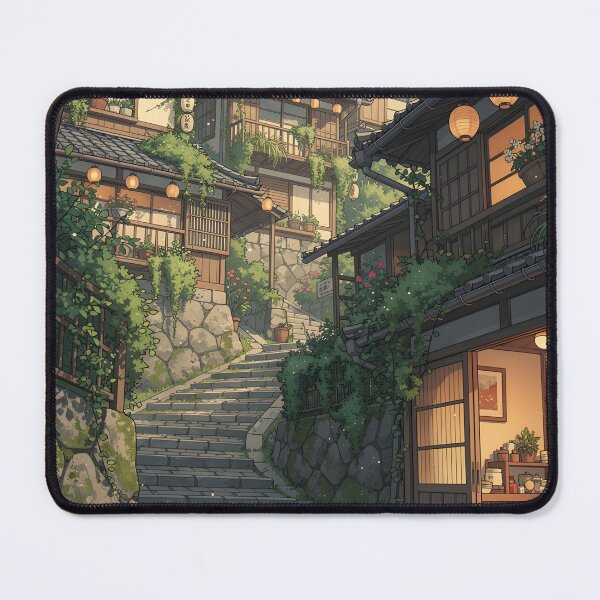 Item preview, Cozy Japanese Alley Anime Art Vintage Japan Town designed and sold by theloomvale.