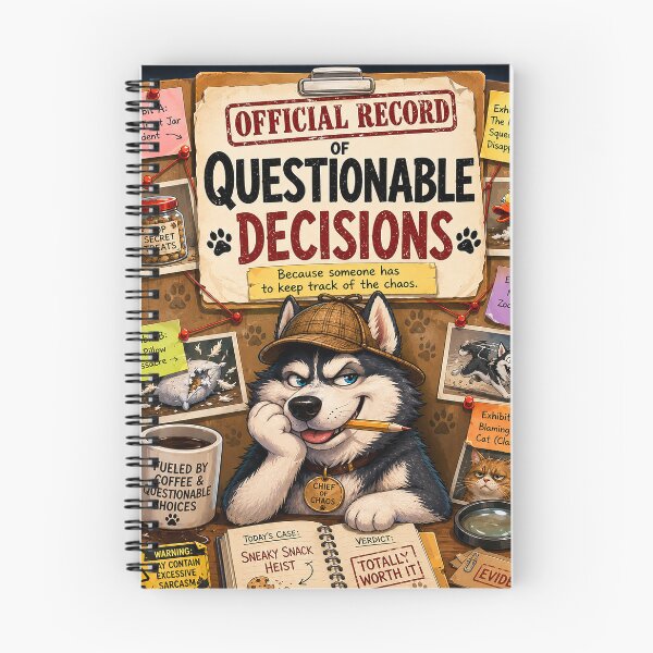 Item preview, Official Record of Questionable Decisions – Funny Husky Detective designed and sold by alw951.