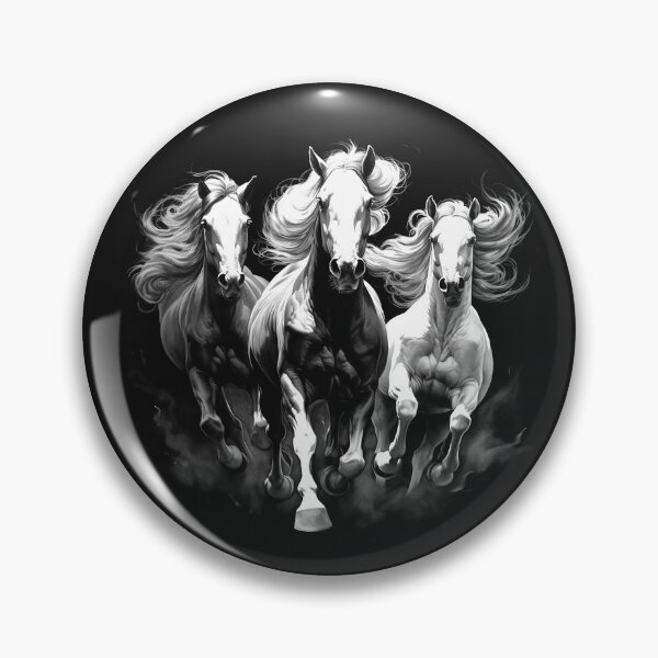 Item preview, Black and White Three Running Horses Art designed and sold by inkoutninja.