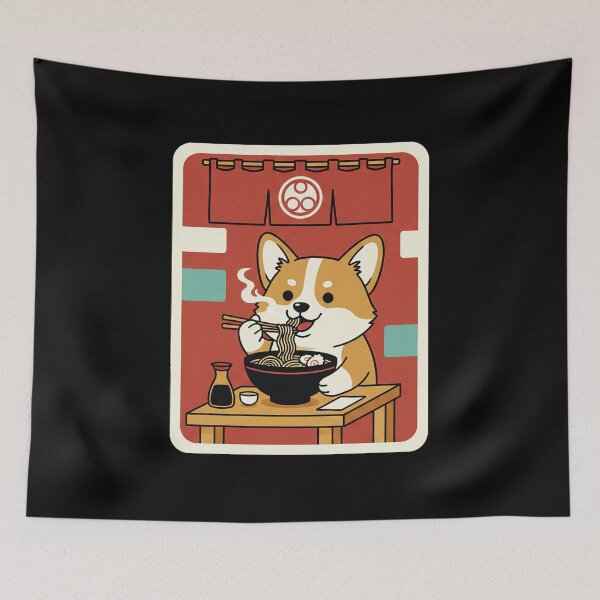 Item preview, Cute Corgi Enjoying Ramen in a Cozy Japanese Noodle Shop designed and sold by JordynLadukeg65.
