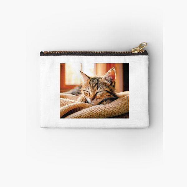 Item preview, Sleepy Fluffy Kitten Napping on Blanket designed and sold by OsakaYumeWorks.
