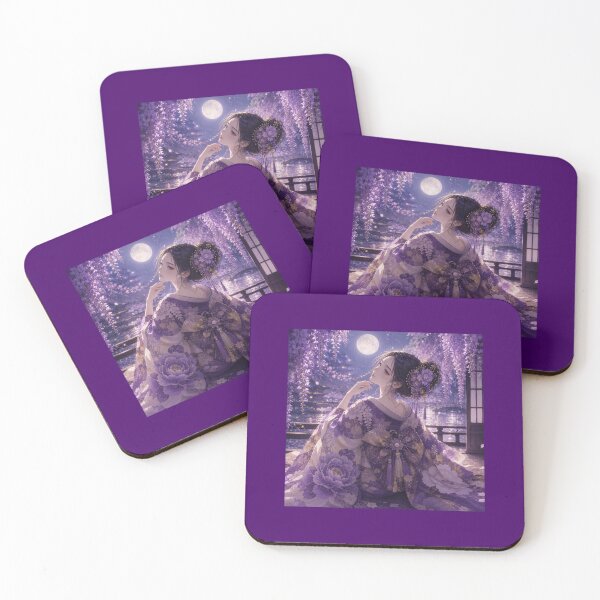 Item preview, Purple kimono lady with wisteria flowers designed and sold by Japanese Vibes.