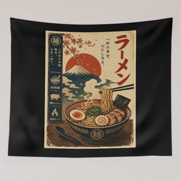 Item preview, Vintage Ramen Bowl Poster With Mountain Sunrise Japanese designed and sold by ferminhays.