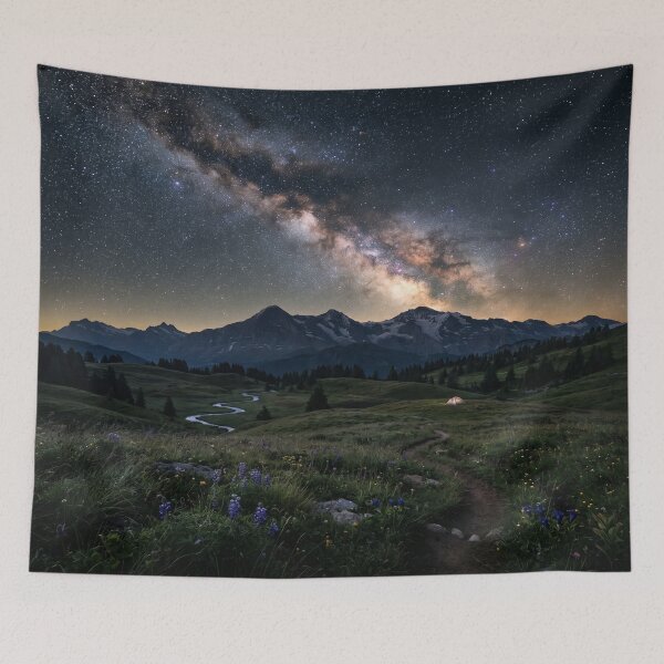 Item preview, Milky Way Galaxy Over Mountain Meadow Camp designed and sold by Quiet life.