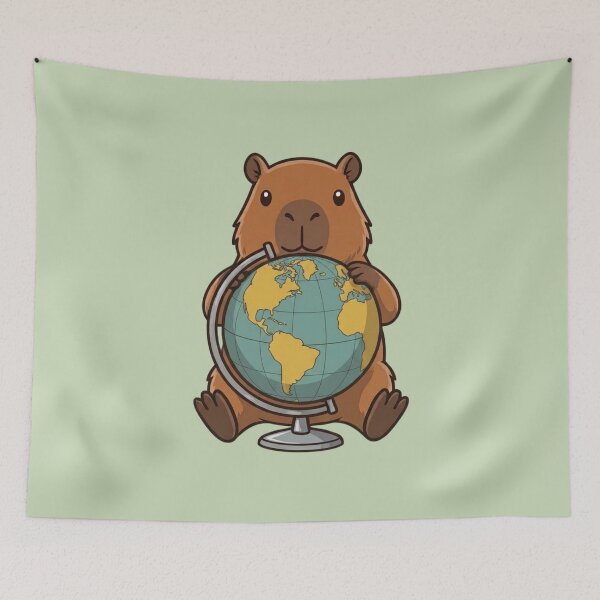 Item preview, School Capybara with Globe – Cute Classroom Explorer designed and sold by Ivy-Triggs.