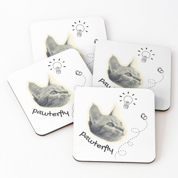 Item preview, Pawerfly Cute Cat Butterfly Pun Design designed and sold by shopfindingbeni.
