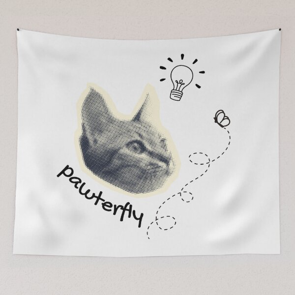 Item preview, Pawerfly Cute Cat Butterfly Pun Design designed and sold by shopfindingbeni.