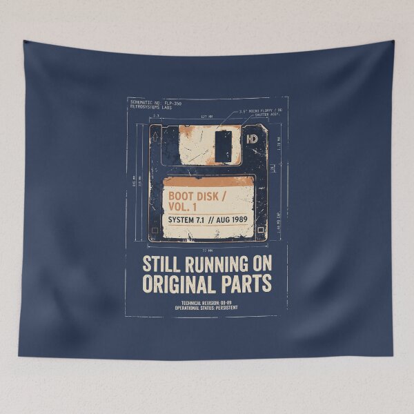 Item preview, Still Running on Original Parts Retro Tech Floppy Disk designed and sold by SplashTastic.