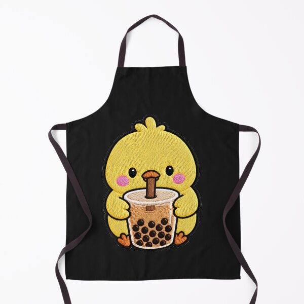Item preview, Kawaii Chick with Bubble Tea - Cute Chick Embroidery Patch designed and sold by ColorSplash123.