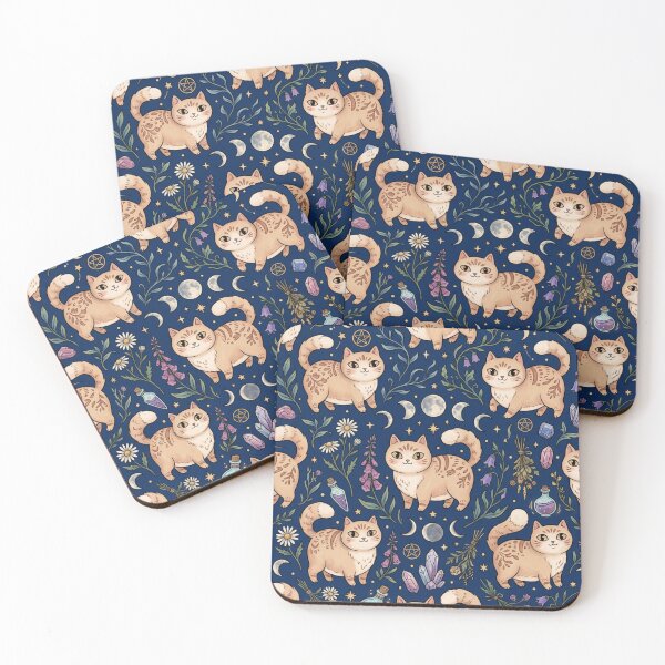 Item preview, Cute Magical Cat with Crystals and Moon Pattern designed and sold by Iampoji.