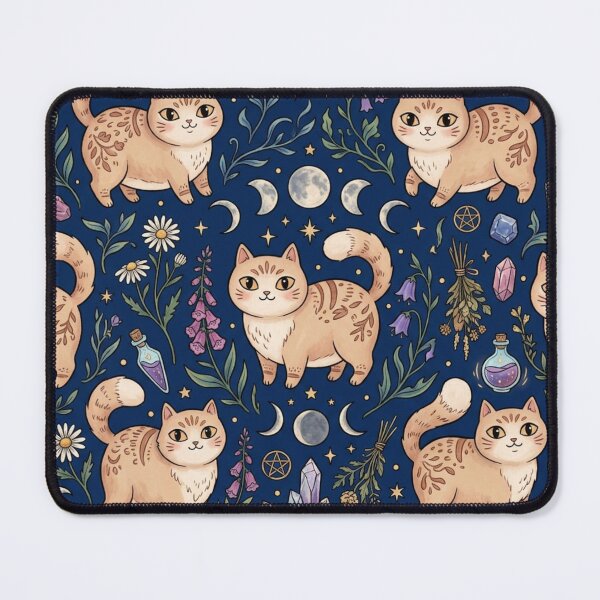 Item preview, Cute Magical Cat with Crystals and Moon Pattern designed and sold by Iampoji.
