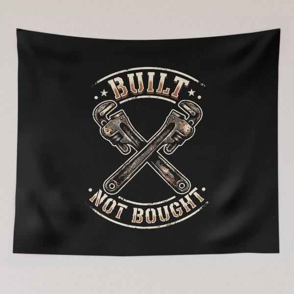Item preview, Built Not Bought Vintage Pipe Wrench Emblem designed and sold by SplashTastic.
