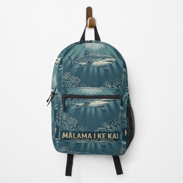 Item preview, Mālama I Ke Kai Care for the Ocean — Hawaiian Tiger Shark Conservation Art Print designed and sold by MālamaThreads.