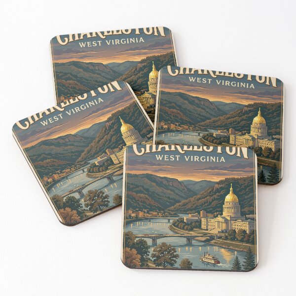 Item preview, Charleston West Virginia Vintage Travel Poster designed and sold by Ar0undTheW0rld.