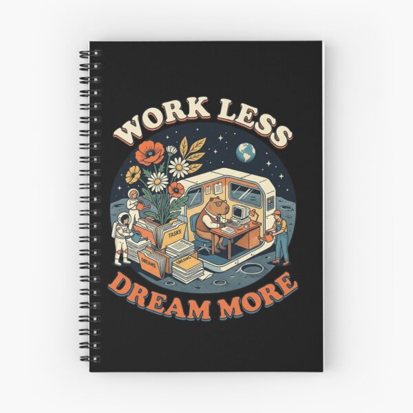 Item preview, Work Less Dream More Space Capybara Office designed and sold by Dogandesighn.