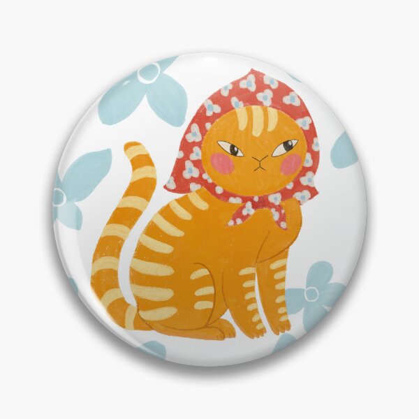 Item preview, Cottagecore Babushka Cat with Floral Headscarf designed and sold by LafinaArt.